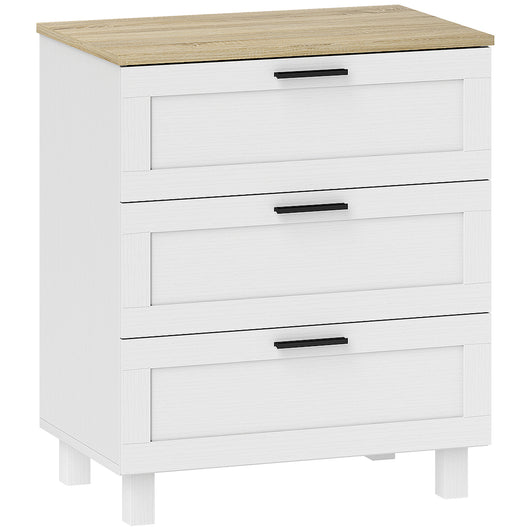 Cassettiera 3 Cassetti Moderna 60x38x71 cm in Legno Bianca e color Legno