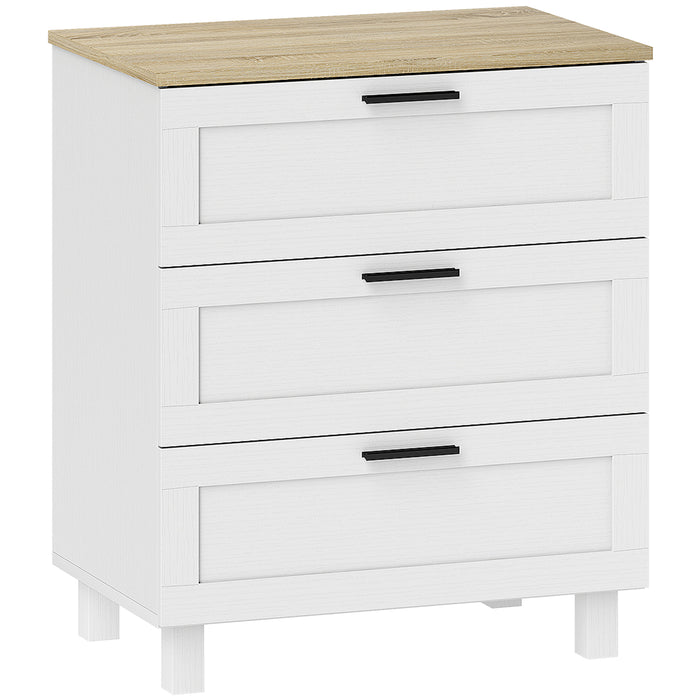 Cassettiera 3 Cassetti Moderna 60x38x71 cm in Legno Bianca e color Legno