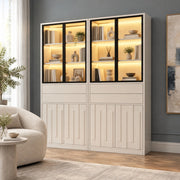 Set di 2 vetrine con illuminazione LED Bluetooth in truciolare bianco