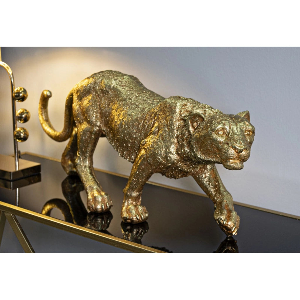 Scultura Pantera, Oro, Poliresina, 89x21x33 cm