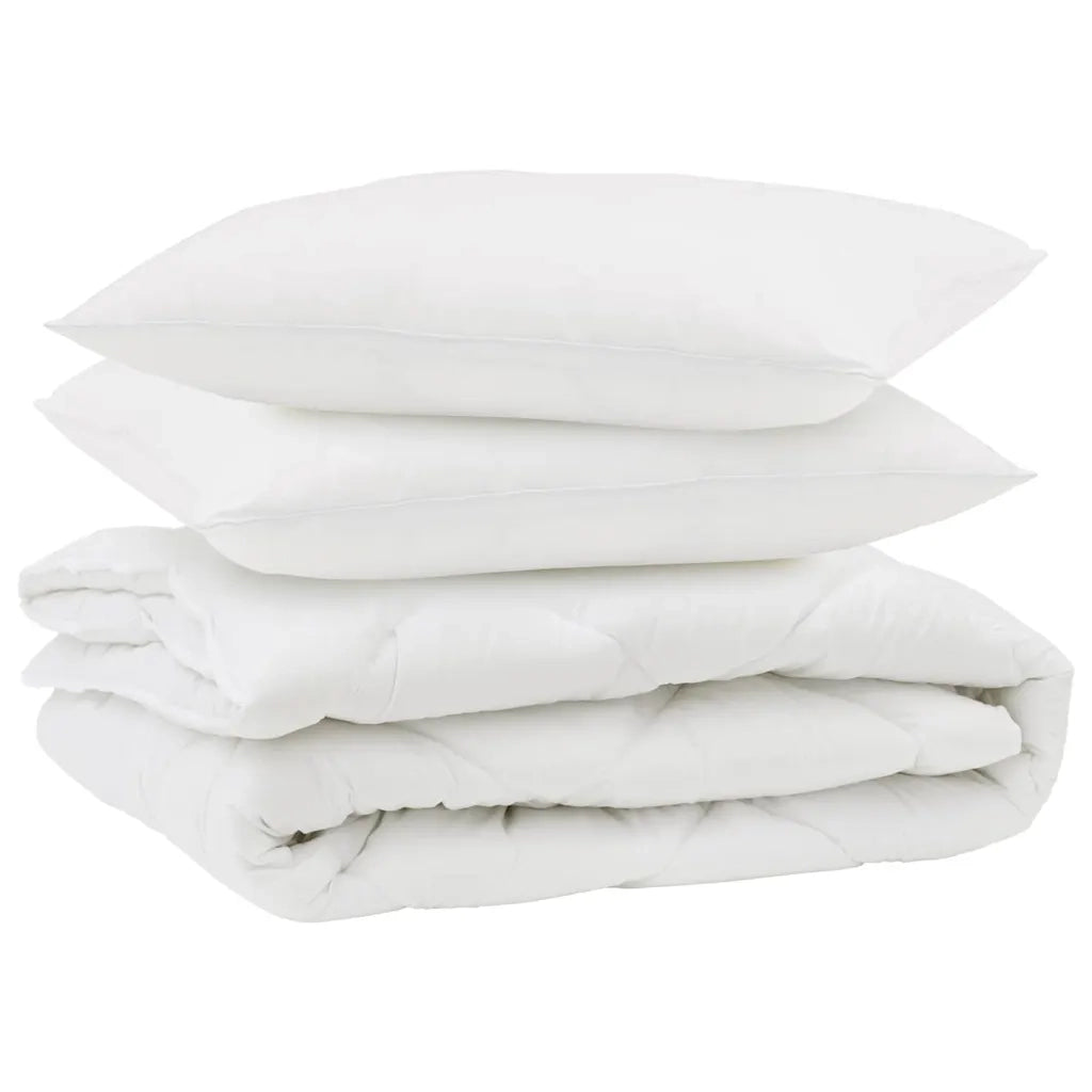 Piumone con cuscino 3 pcs Bianco Microfibra