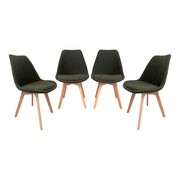 Set di 4 sedie scandinave in legno di faggio e velluto a coste , verde
