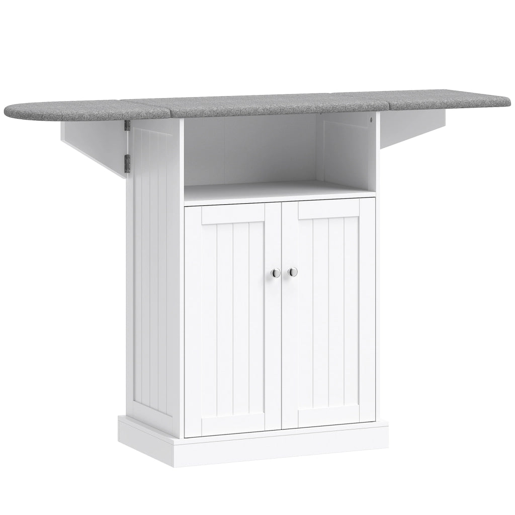 Mobile con Asse da Stiro Pieghevole 131x37x88,5 cm e Armadietto in MDF Bianco