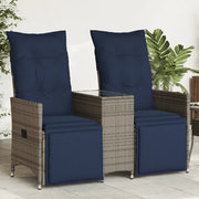 Divano da giardino reclinabile a 2 posti con tavolo grigio in polyrattan 365719