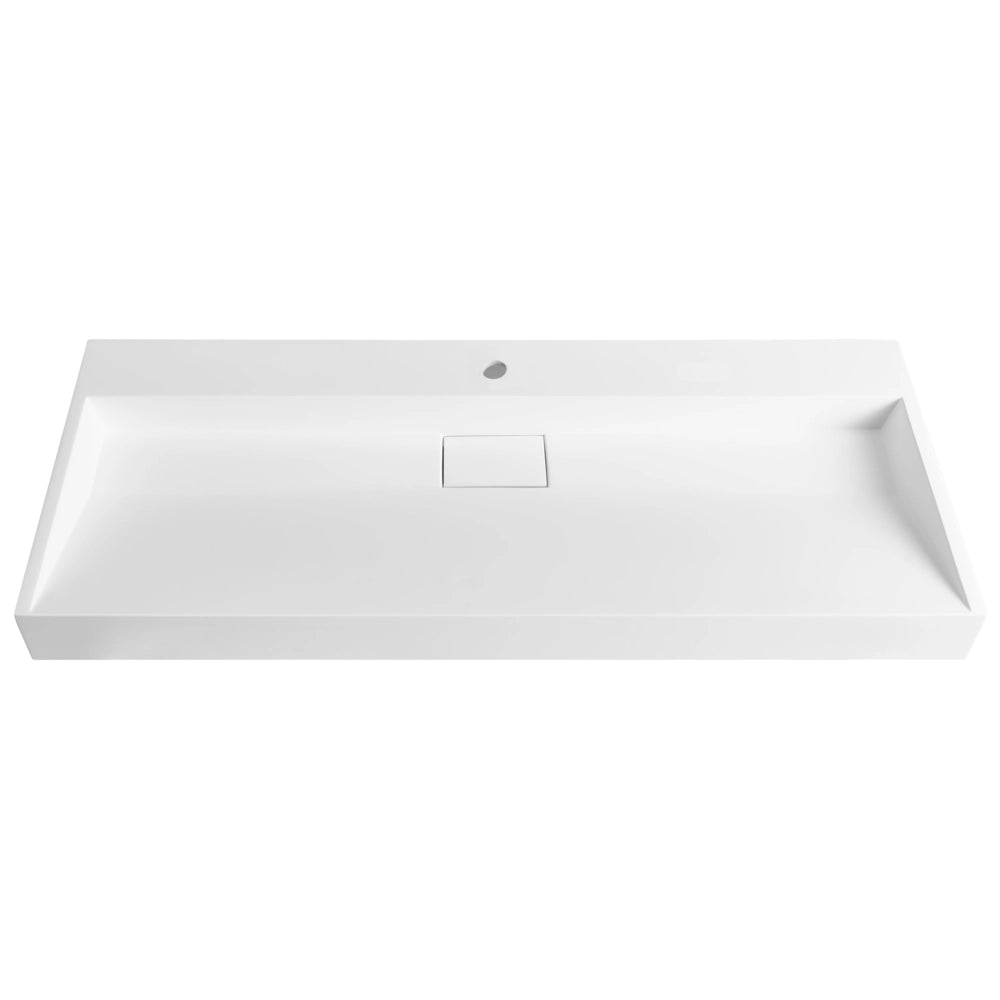 Lavabo bagno classico rettangolare in ceramica finitura lucida 120 x 46 cm Bianco Lavello da bagno rettangolare