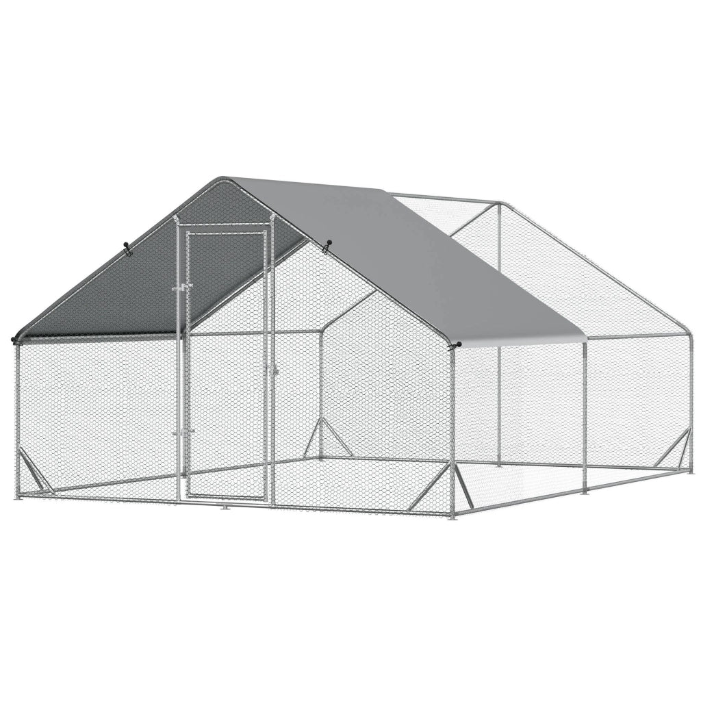 Pollaio con tettoia e recinto ¨C zephmum ¨C grigio 3x2x2 m