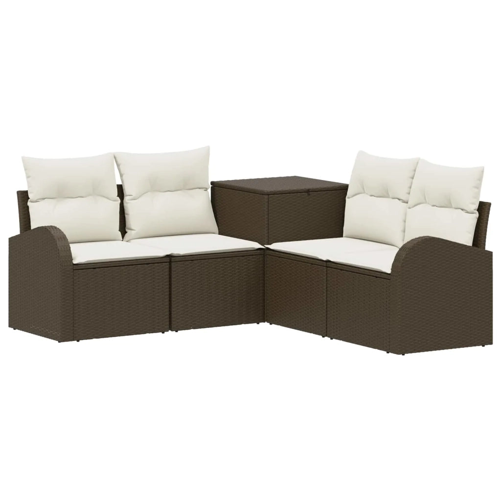 Set di divani 5 pz Marrone e Bianco Crema 3447776