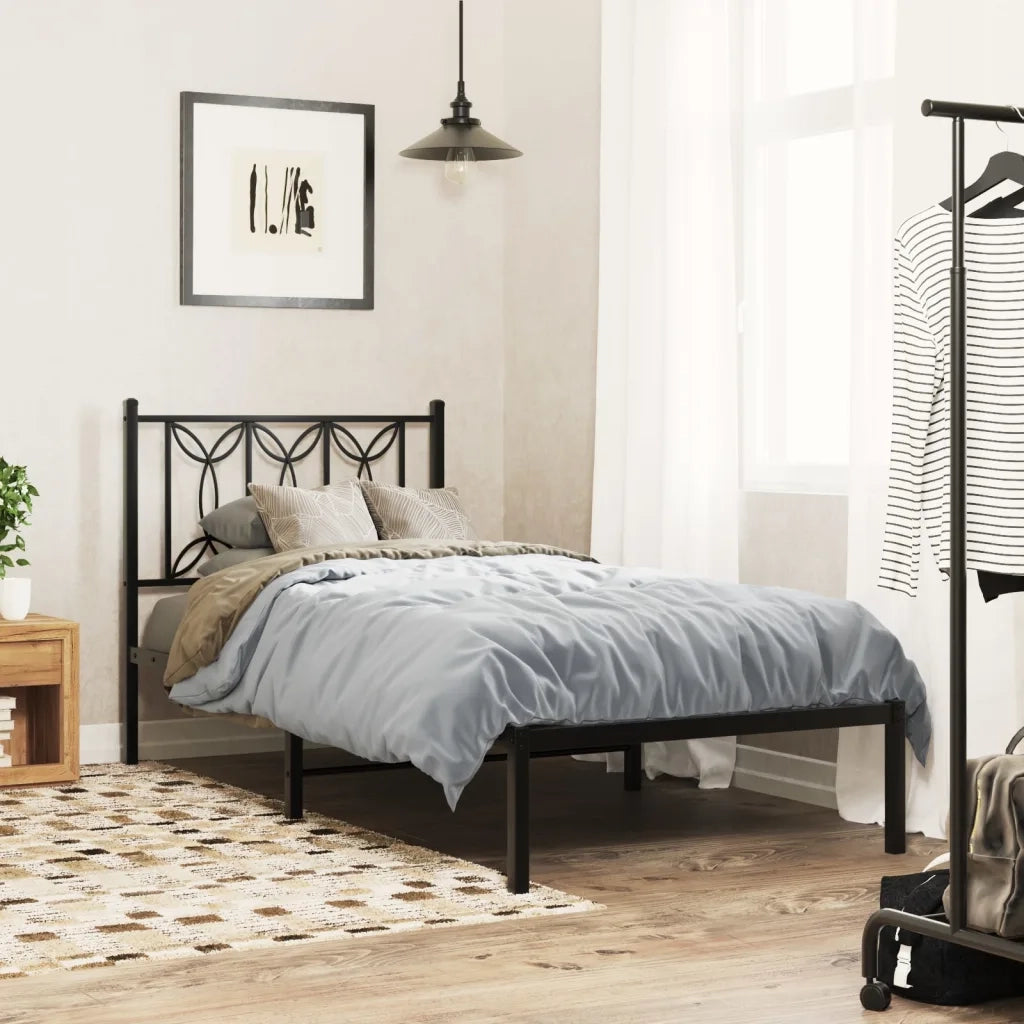 Giroletto con Testiera-Struttura Letto con testiera in Metallo Nero 75x190 cm 668355