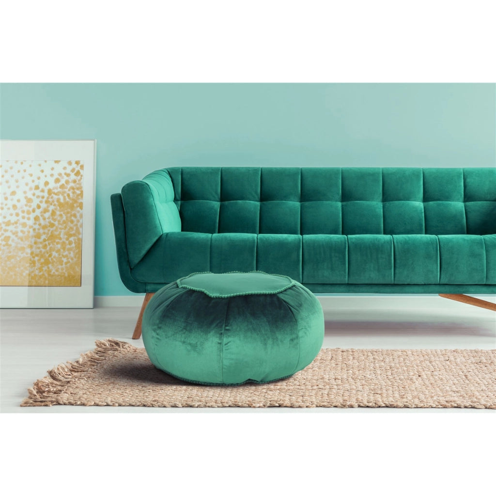 Pouf Rotondo Taj Mahal in Velluto Verde