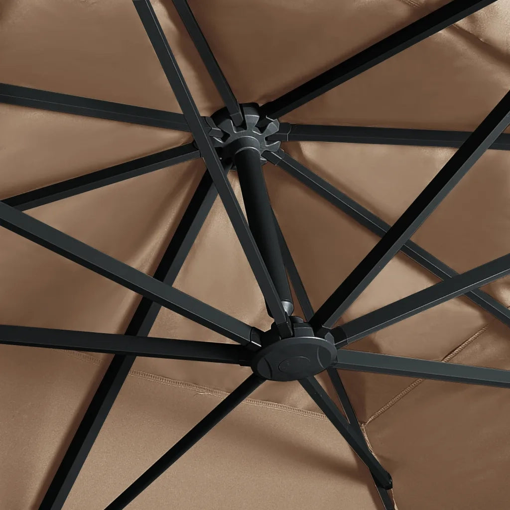Ombrellone a Sbalzo con LED Palo in Alluminio 400x300cm Tortora 47007
