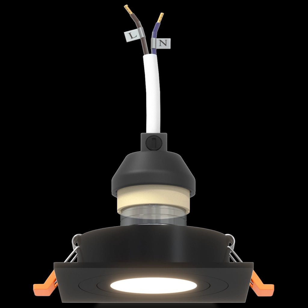 Faretti Incassati 6 pz Quadrato GU10 Nero 91x91 mm