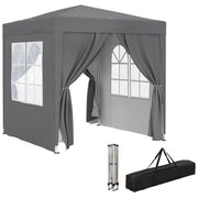 Gazebo Pieghevole 2x2 m con 4 Pareti Rimovibili in Metallo e Poliestere, Grigio