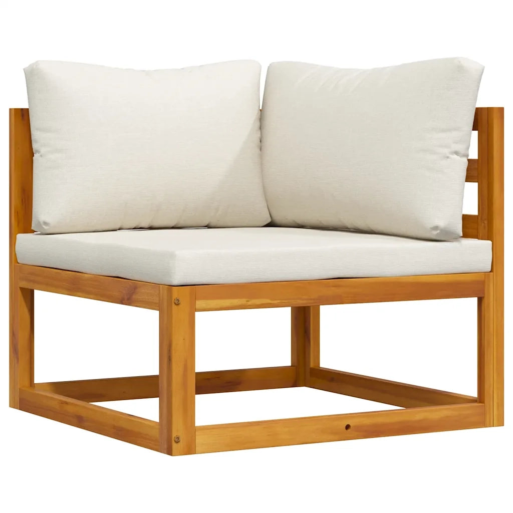 Set Divani da Giardino 2 pz con Cuscini Bianco Crema in Acacia 311857