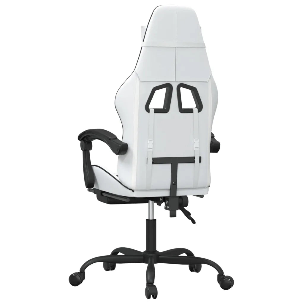 Sedia da Gaming | Sedia da e-sports Girevole Poggiapiedi Bianco e Nero Similpelle