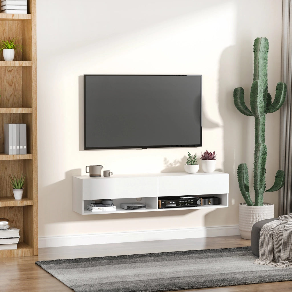 Mobile TV per salotto da parete con 2 ripiani e 2 ante ¨C zephmum ¨C 60 pollici