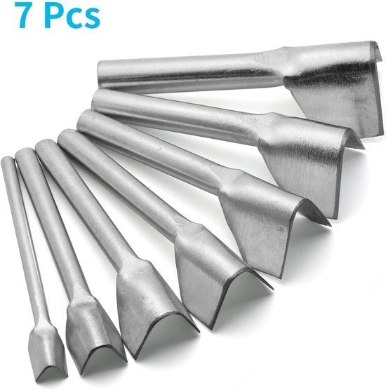 Mes per fori V per lavorazione cuoio per cinture, portafogli e borse, 7 misure (10 mm, 15 mm, 20 mm, 25 mm, 30 mm, 35 mm, 40 mm)