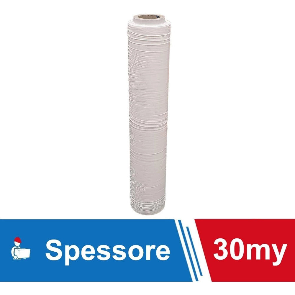 Trade Shop - Film Estensibile Pellicola Bianca Rotolo Manuale Per Imballaggi 160mx23myx50cm -
