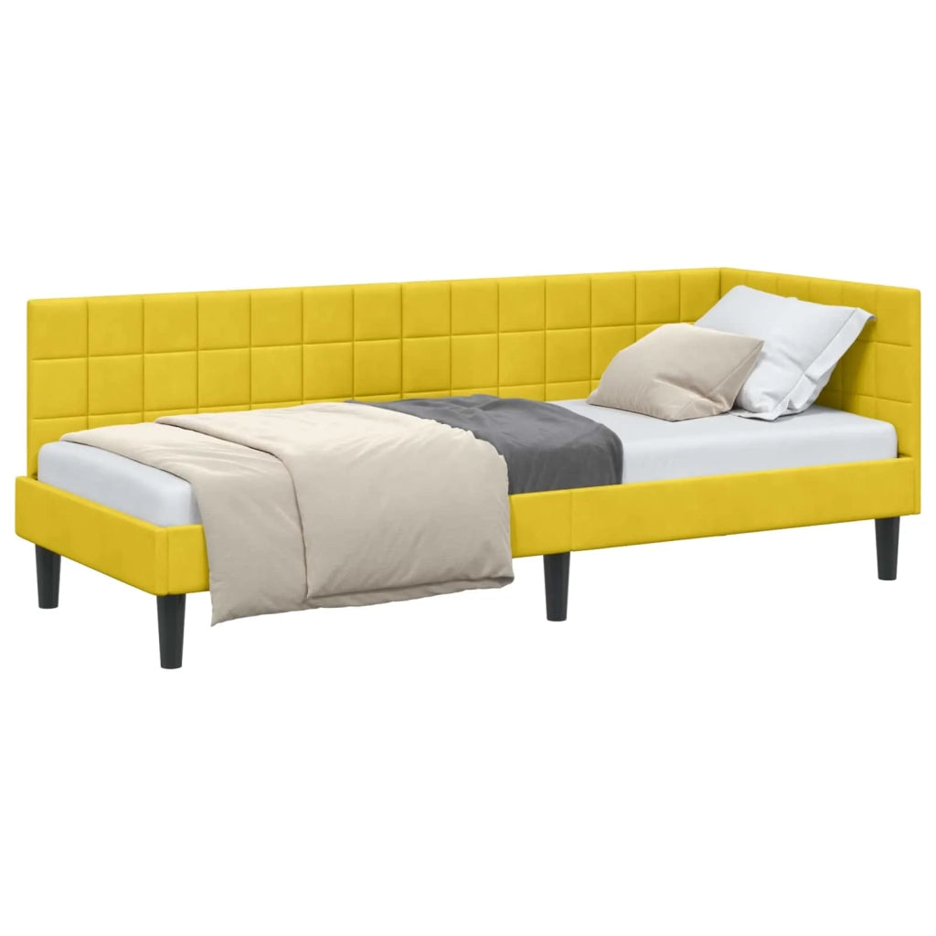 Cornice del letto ad angolo Giallo 80 cm x 200 cm Velluto