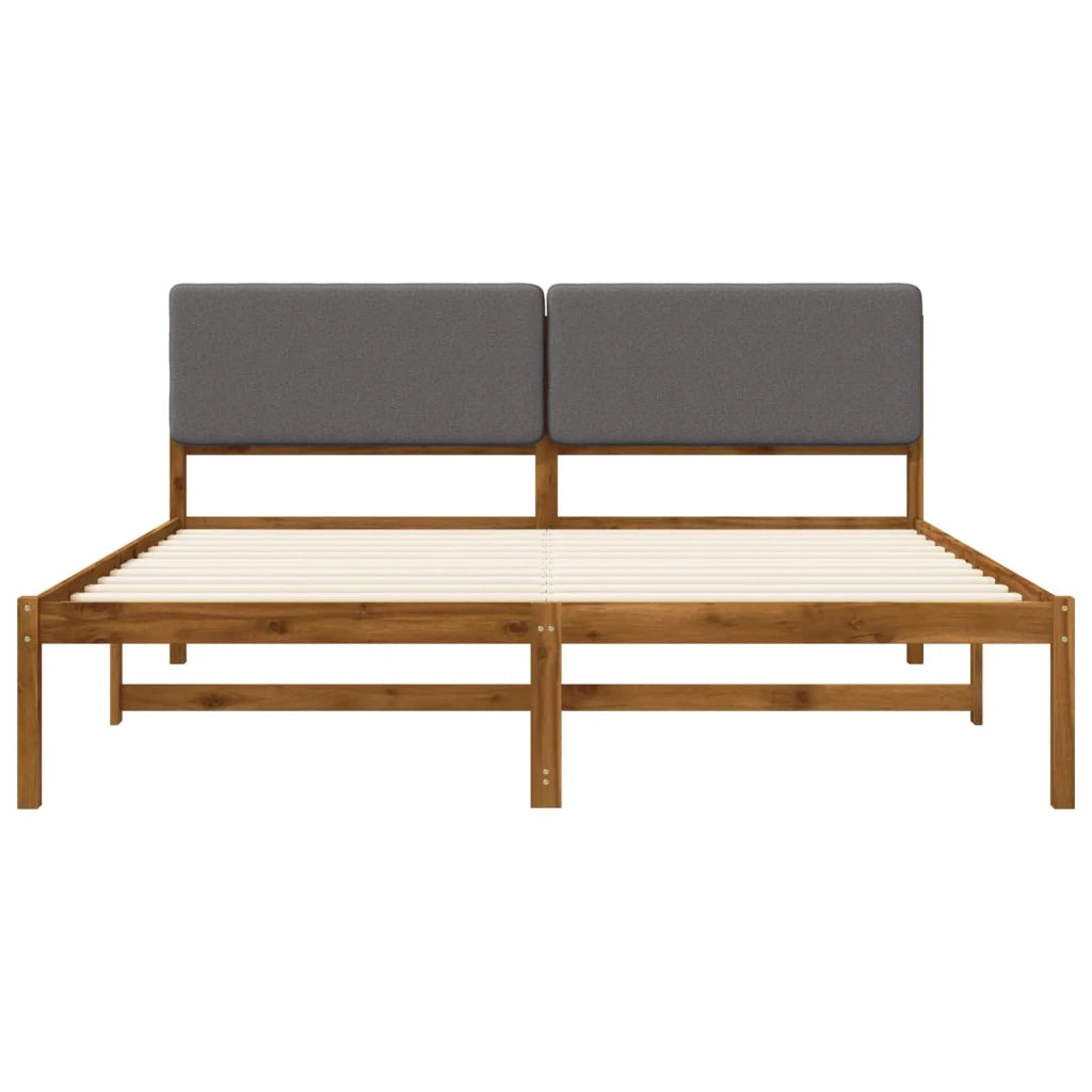 Letto con Testiera Rivestita Naturale e Grigio Chiaro 3405108