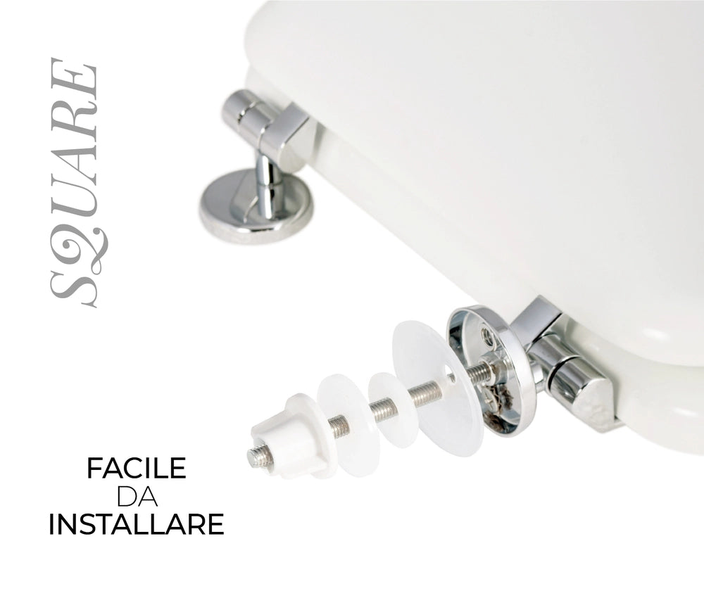Sedile per WC modello SQUARE - Misure 35.5x44,3 cm.