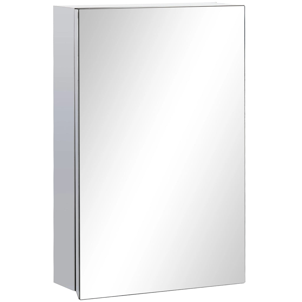 Mobile da Bagno a Parete con Specchio ¨C Xylo ¨C 3 Ripiani, Argento, 39x12x60 cm