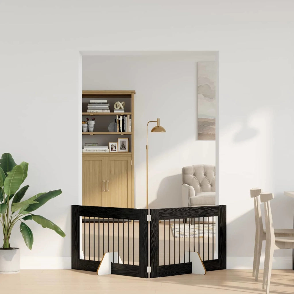 Cancello per cani con supporti 2 pz Rovere Nero 100 x 60 cm CFW9668941