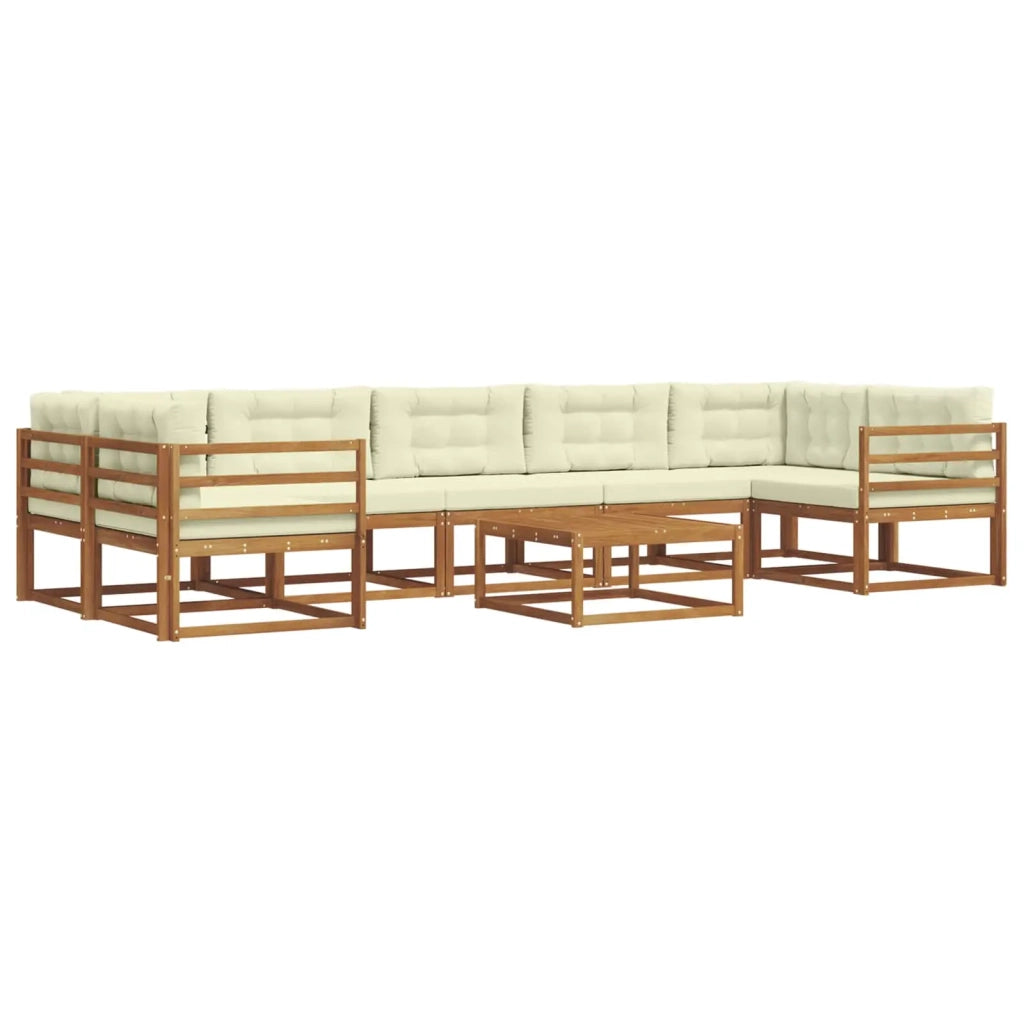 Set di divani da esterno con cuscino 8 pcs Naturale e Crema 3367318