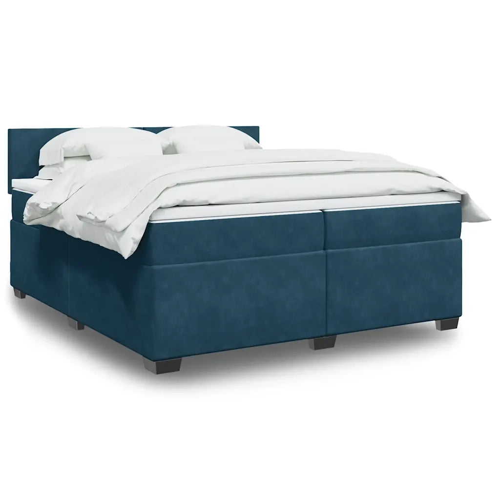 Giroletto a Molle con Materasso Blu Scuro 200x200 cm in Velluto