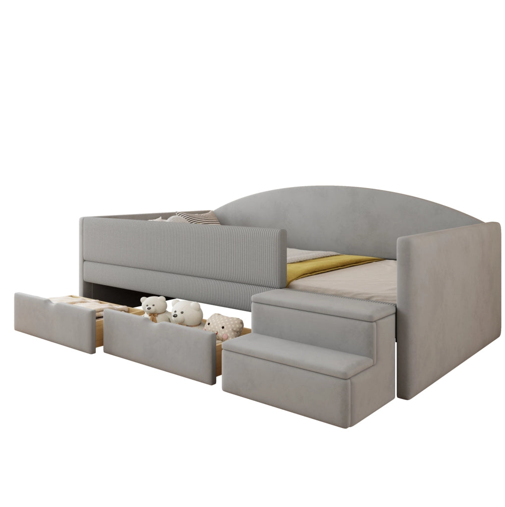 Letto imbottito per bambini 90x190 cm con cassetti