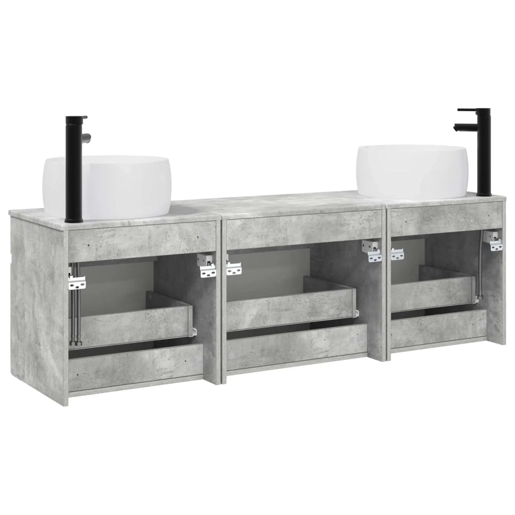 Set di Armadi da Bagno 3 pz Grigio Cemento 49 x 44,5 x 66 cm 3405770
