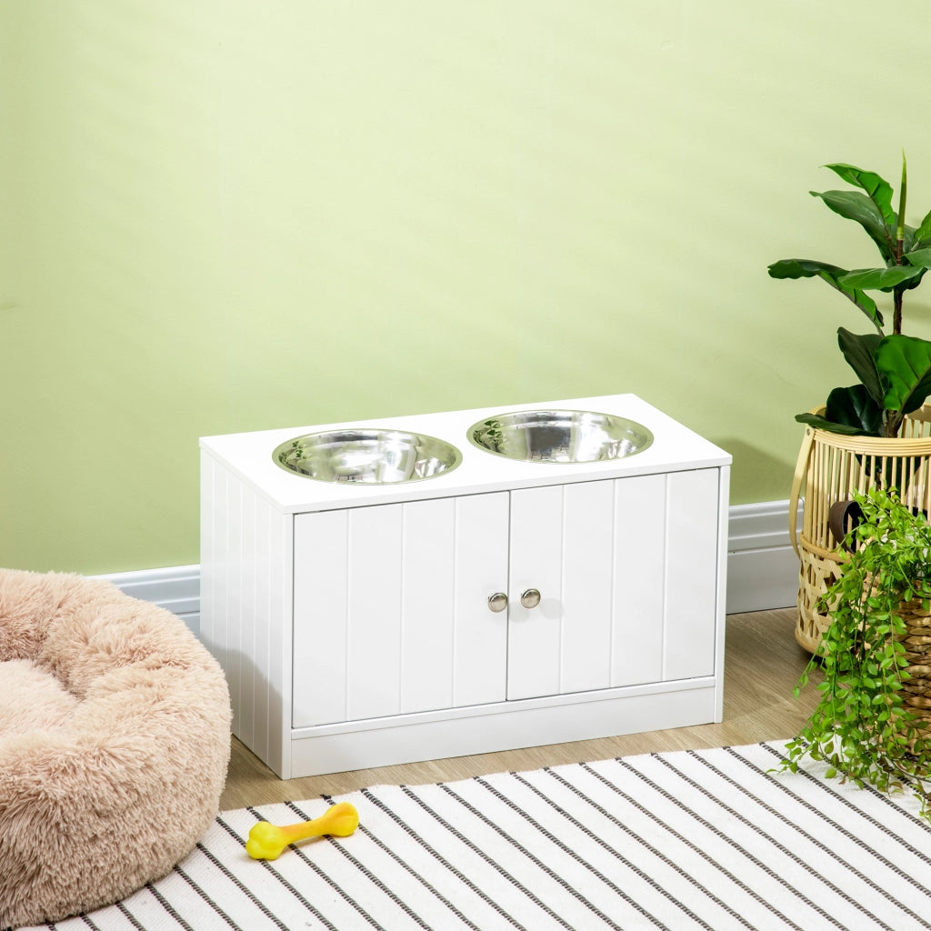 Armadio per cibo cane ¨C Zephmum ¨C Bianco, porte scorrevoli, 60x30x35.5 cm
