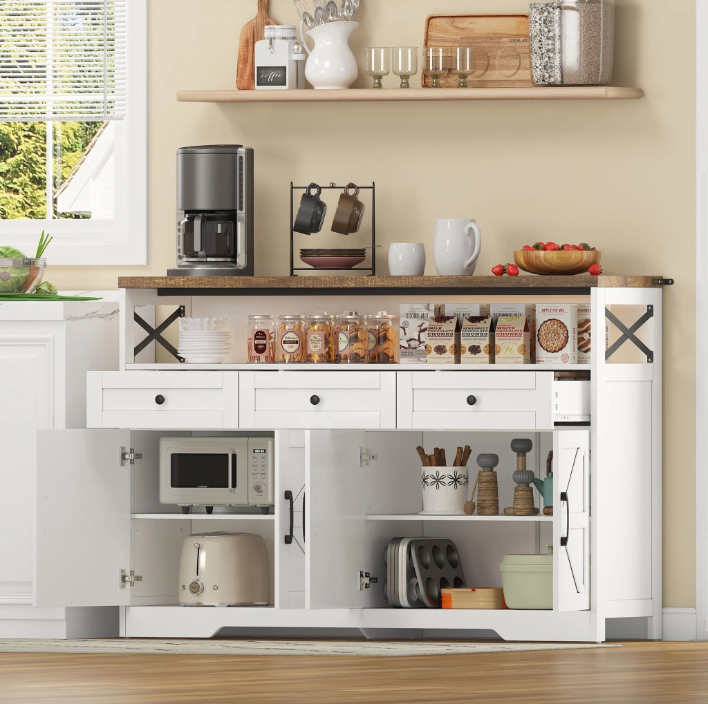 Credenza con 3 cassetti e 2 armadietti in MDF 140 cm