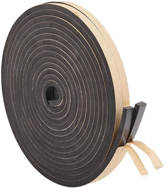 Tappetino di isolamento a schiuma - Isolamento acustico - Autoadesivo - 10m x 10mm x 6mm - Striscia di rimozione per porte e finestre - Per impianti di raffreddamento e condizionamento d'aria