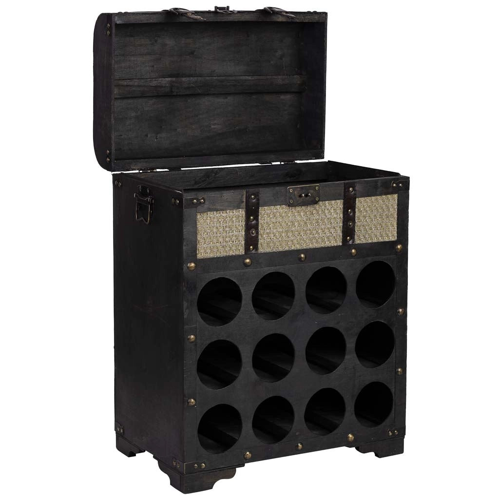Baule portabottiglie in legno marrone 45x28x59h cm