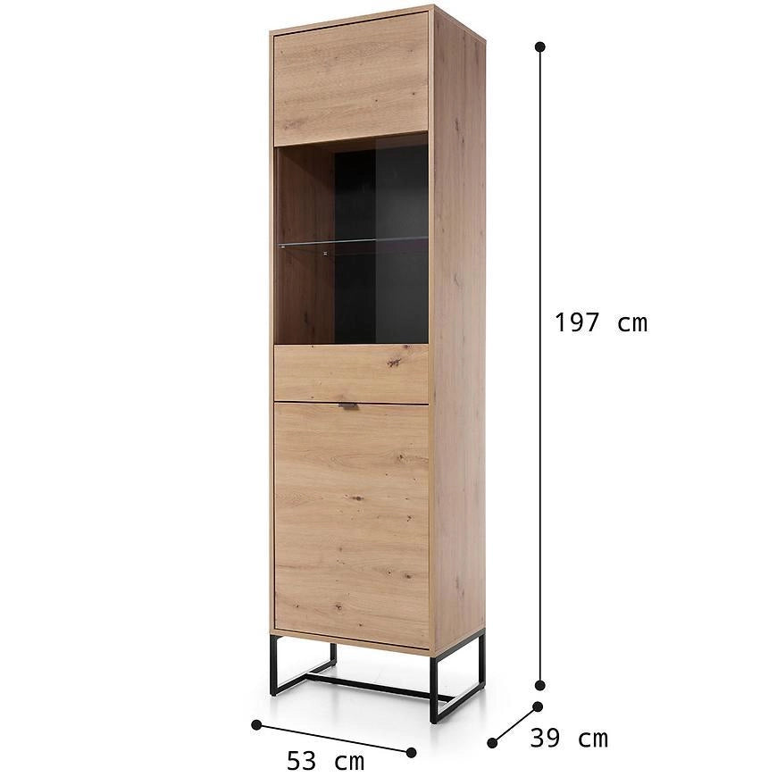 MOBILE VETRINA ARMADIO CREDENZA SOGGIORNO QUERCIA NERO 197x53x39cm AMBER