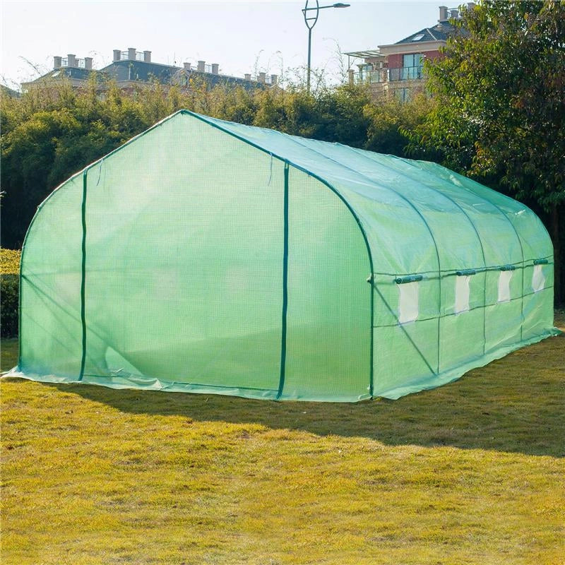 SERRA DA GIARDINO A TUNNEL CON 8 FINESTRE E PORTA AVVOLGIBILE 6 X 3 X 2M