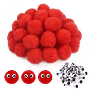 Pomponi rossi 50 pezzi 30 mm - Pomponi a forma di fiocchetto 100 pezzi - Set di attività manuali - Attività da fare in casa - Decorazione - Pomponi da attività manuali