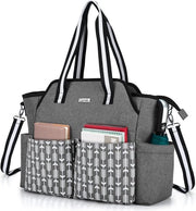 Borsa da spalla per insegnanti, borsa da lavoro per donne, borsa portatile per laptop, borsa per materiali didattici come cartelle, quaderni o libri, grigia (borsa vuota)
