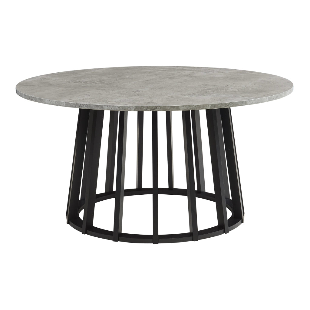 Tavolino Rotondo da Caffè Buzzard Ø90x45 cm - Nero / Effetto Cemento [en.casa]