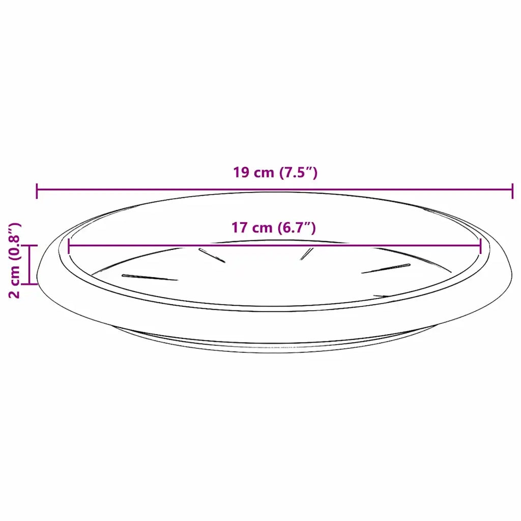 Vassoio Rotondo per Fiori 6 pz Nero ? 19 x 2 cm Plastica CFW2899345