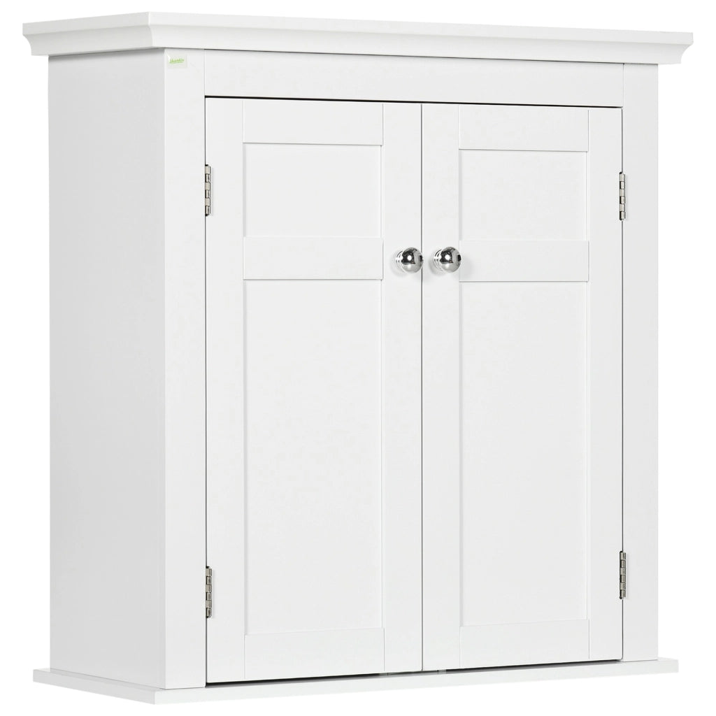 Mobile Bagno Sospeso con Ripiani Regolabili e Ante a Chiusura Magnetica ¨C Zephmum ¨C 58x24x60 cm Bianco