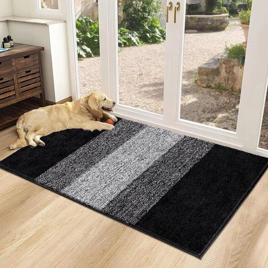 Mat di ingresso, Mat di uscita, Mat di raccolta spazzatura, Mat antiscivolo, Mat assorbente, Mat di ingresso, Mat di soglia, Tappeto (Nero, 80 x 120 cm)