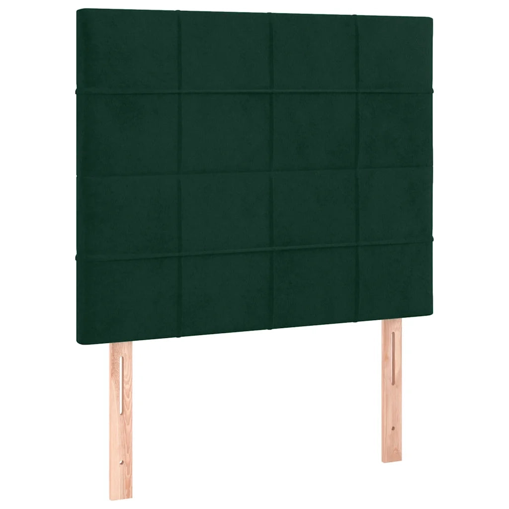 Letto singolo | Letto per adulti | Letto a Molle con Materasso e LED Verde Scuro 80x200cm Velluto