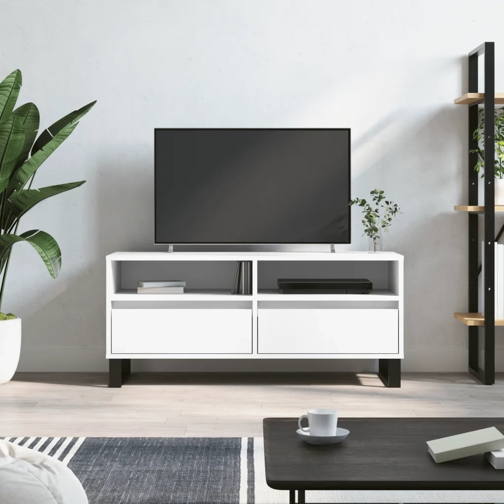 Mobile Porta TV-Mobile per TV-Credenza TV Bianco 100x34,5x44,5 cm in Legno Multistrato 624020