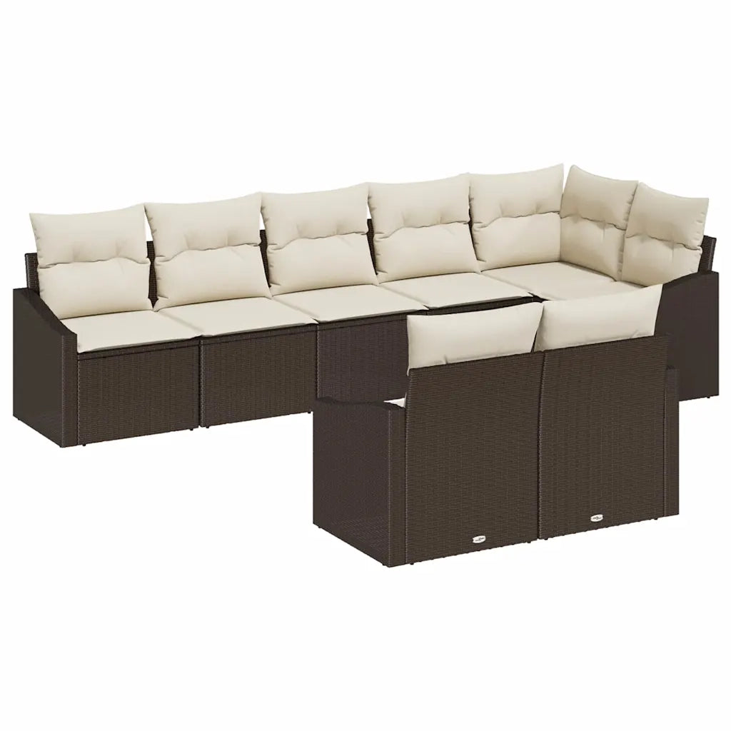 Set Divano da Giardino 8 pcs Marrone e bianco polyrattan 3355437