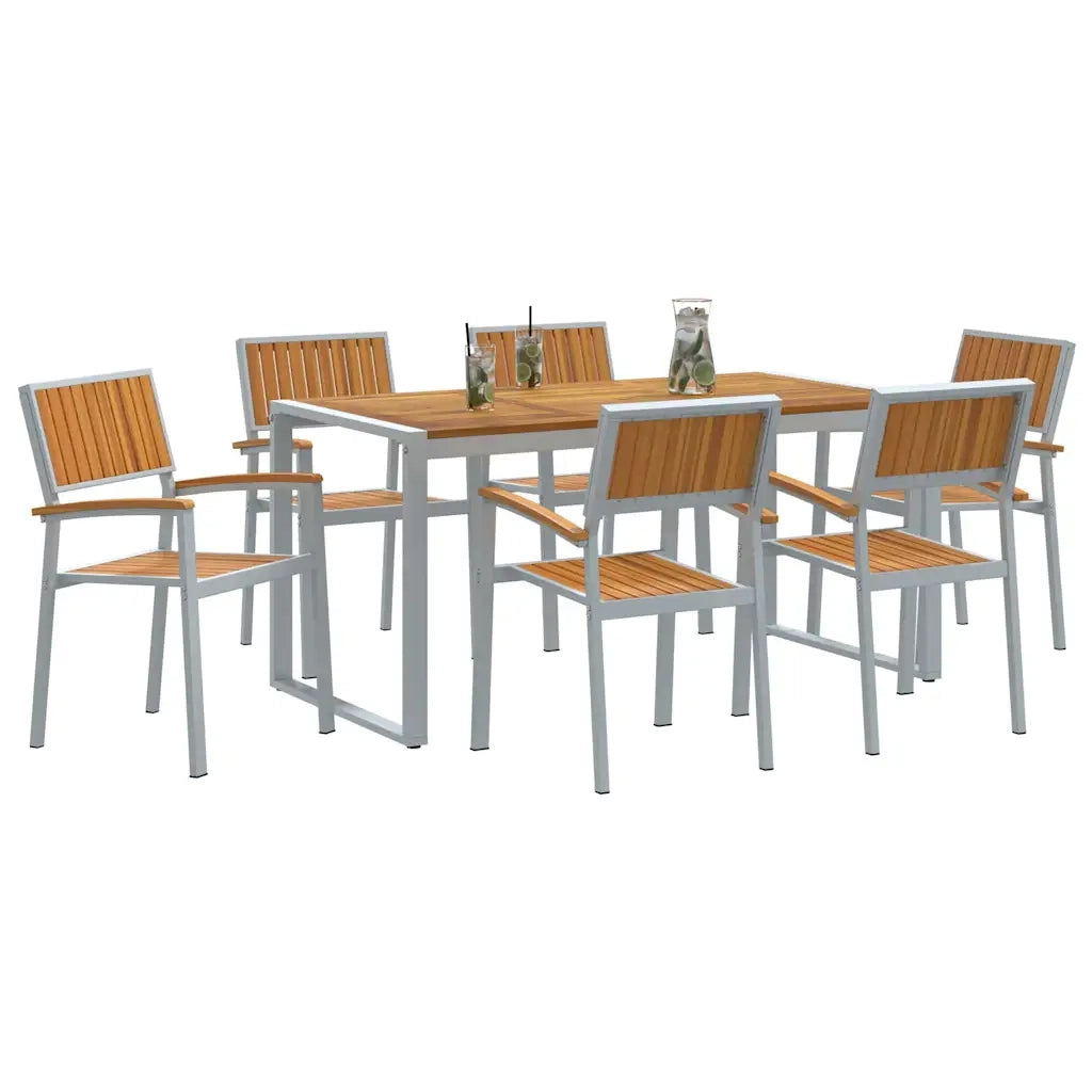 vidaXL Set da Pranzo per Giardino 7 pcs Grigio e marrone