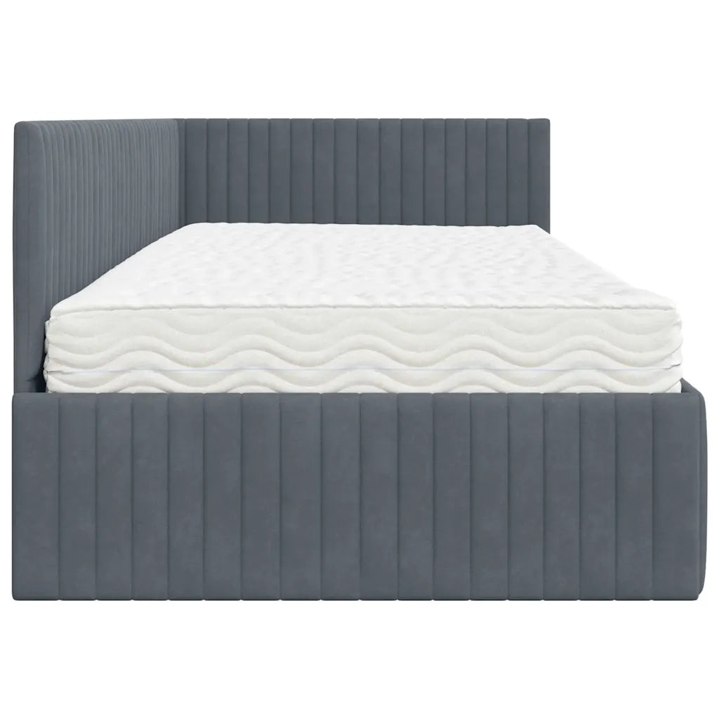 Struttura Letto Angolare con Materasso 2 pz-Giroletto con materasso Grigio Velluto 391711