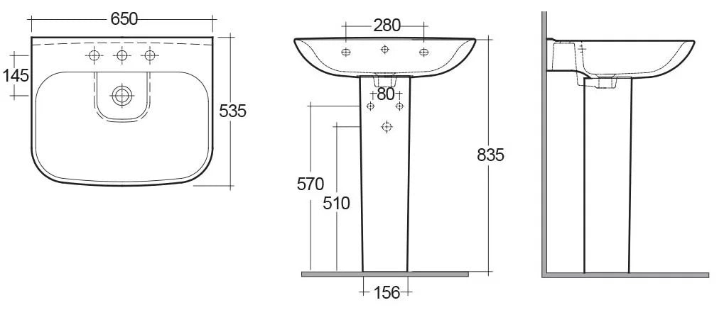 Lavabo sospeso serie origin 52 cm