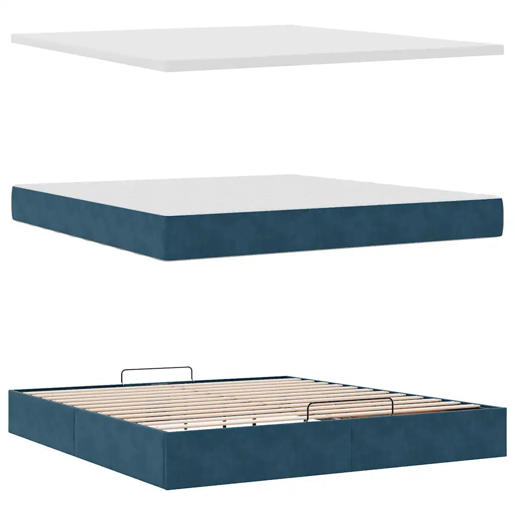 Struttura Letto Pouf con Materasso 180x200 cm in Velluto 3311205