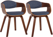 Set di 2 sedie Kingston in tessuto Noce/blu chiaro